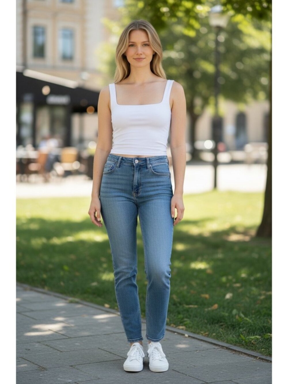 Live In The Moment Crop Tank Top Women's XS White Stretchy Square Neckline - Picture 1 of 9